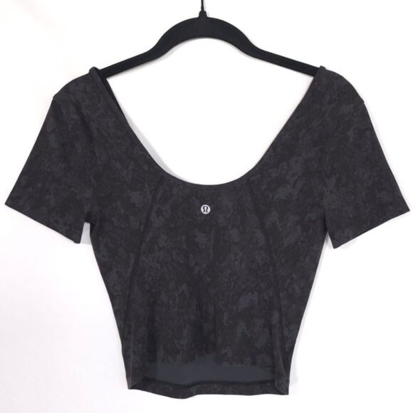 LULULEMON Align Tee Crop Hideaway Camo Deep Coal Multi No Size Tag 4 Nulu - Picture 4 of 9